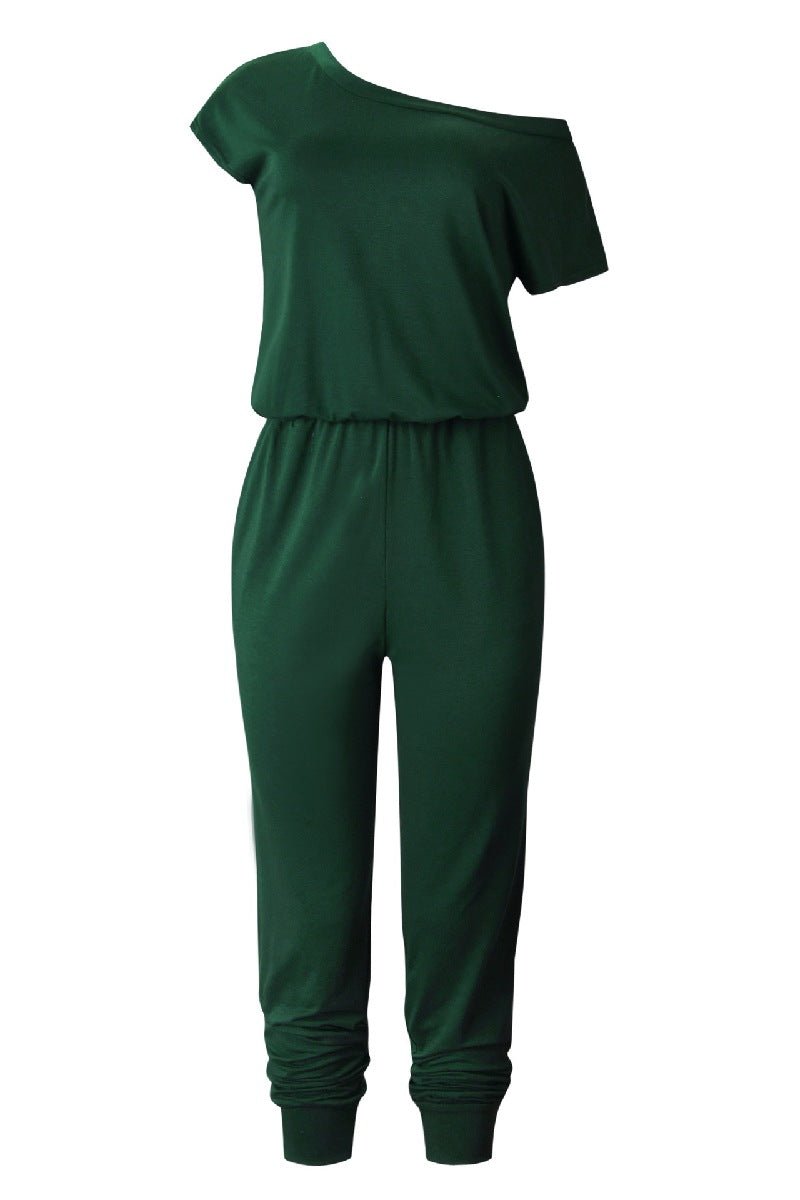 Short Sleeve Pocketed Jumpsuit