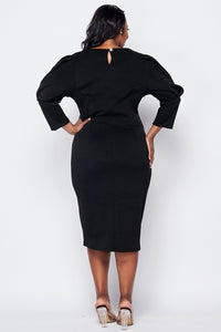 Puffed Sleeve Midi Dress