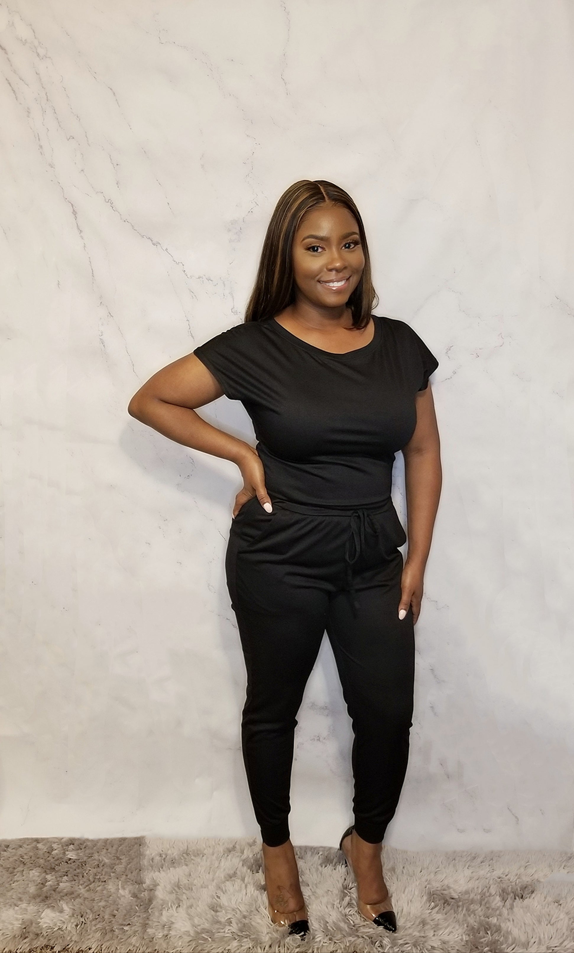 Short Sleeve Pocketed Jumpsuit