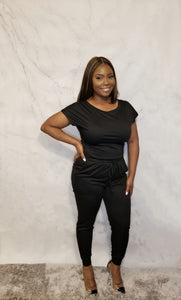 Short Sleeve Pocketed Jumpsuit