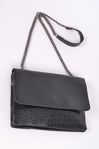 Chain Strap Snakeskin Clutch