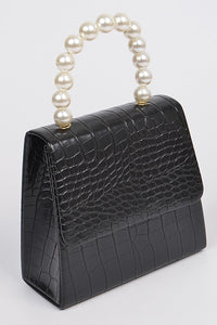 Pearl Beaded Snakeskin Clutch