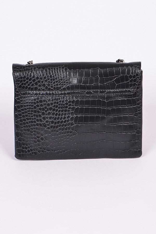 Chain Strap Snakeskin Clutch