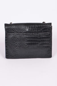 Chain Strap Snakeskin Clutch