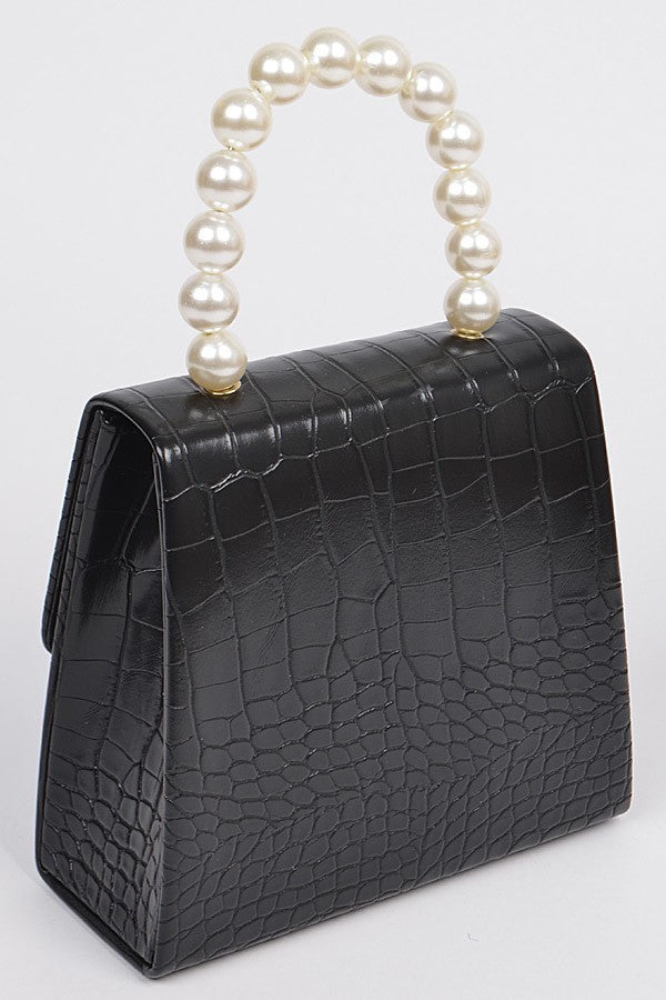 Pearl Beaded Snakeskin Clutch