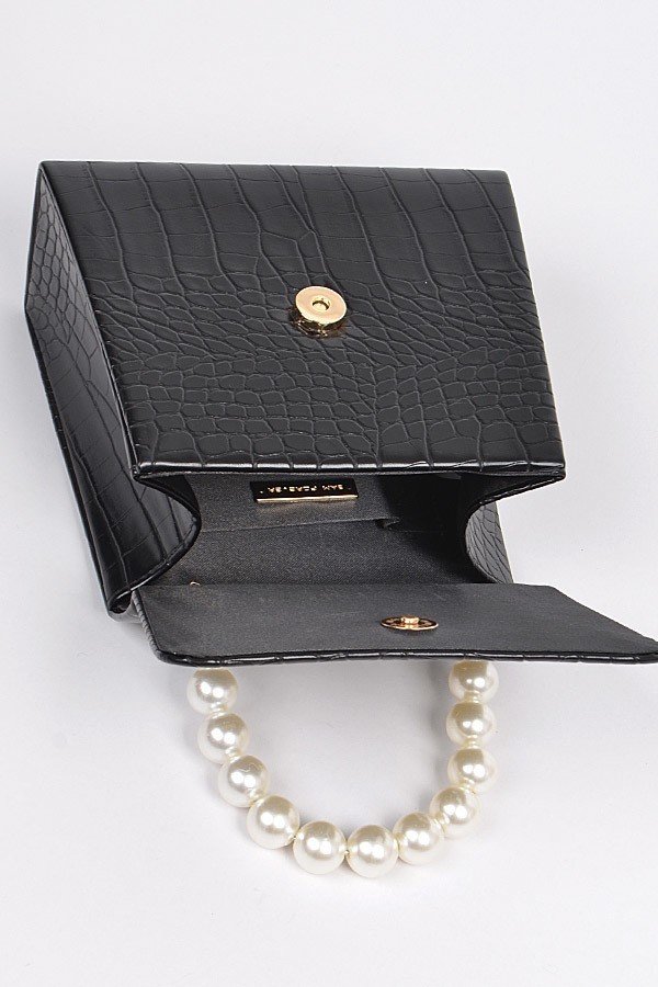 Pearl Beaded Snakeskin Clutch