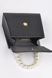 Pearl Beaded Snakeskin Clutch