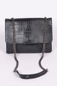 Chain Strap Snakeskin Clutch
