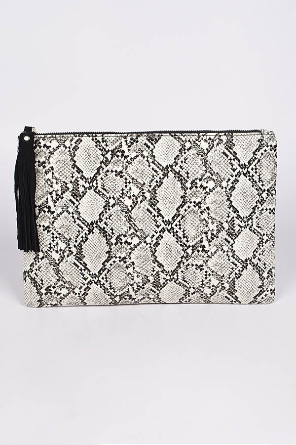 Black & White Snakeskin Clutch