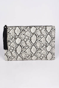 Black & White Snakeskin Clutch